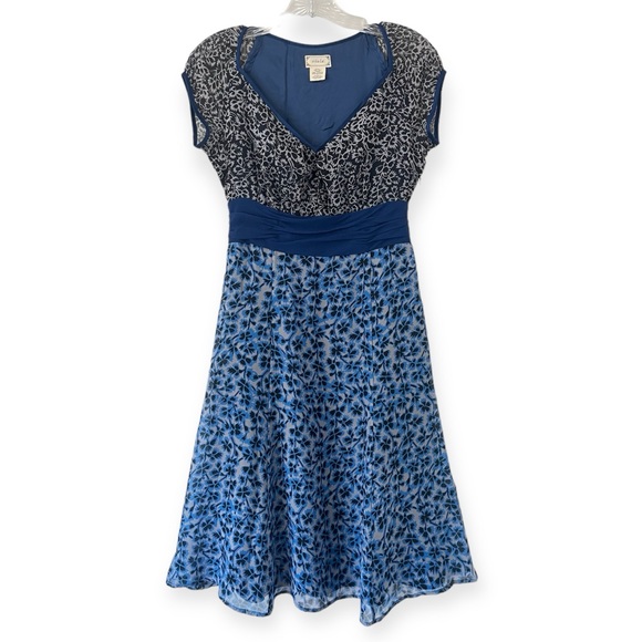 Anthropologie Viola Silk Floral Dress Cap Sleeve Ruched Waist Sz 0 (hh) - Picture 1 of 13